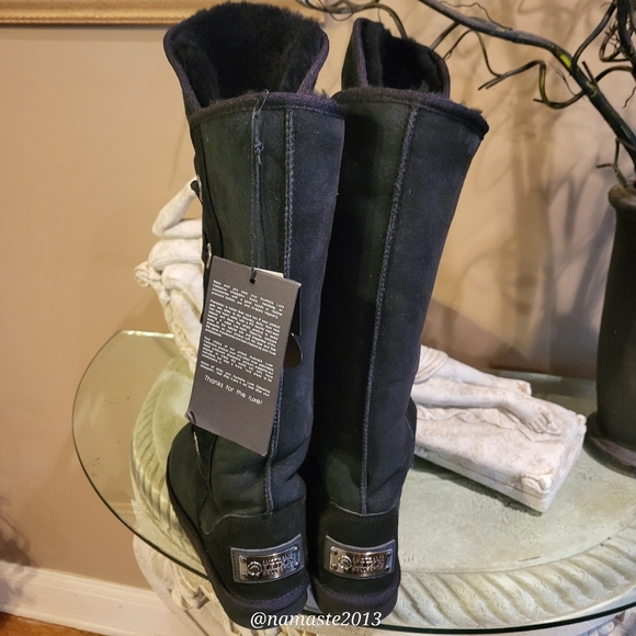 Australia Luxe Collective Bedouin X-Tall Suede Shearling Fur Lace Up Boots #704 - Picture 7 of 16